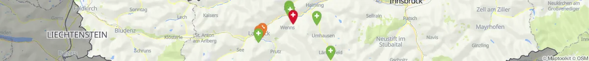 Kartenansicht für Apotheken-Notdienste in der Nähe von Faggen (Landeck, Tirol)